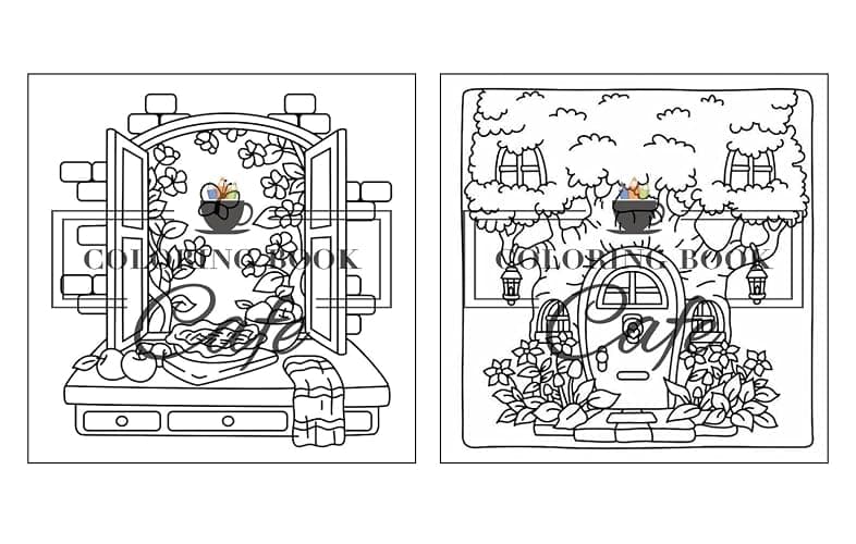 Cozy Corners: Coloring Book for Adults and Teens Featuring Super Cute Nooks and Hygge Spaces for Relaxation (Cute and Comfy Coloring Books) thumbnail 7