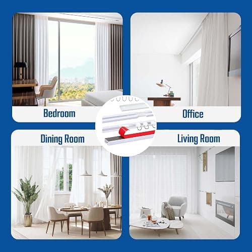 UrbanRed Adhesive Curtain Track, 3 m (9.8 ft) Ceiling Curtain Track | 3 m adhesive curtain track provides smooth ceiling installation for homes, offices and RVs without drilling thumbnail 6