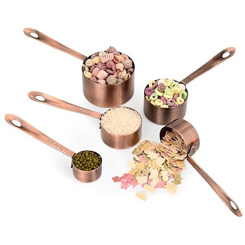 IFFMYJB Copper Plate Measuring Cups and Spoons Set of 12, Copper Measuring Cups and Spoons Set with Leveler, Stainless Steel Measuring Spoons & Cups for Dry & Liquid Ingredients During Kitchen&Baking thumbnail 3