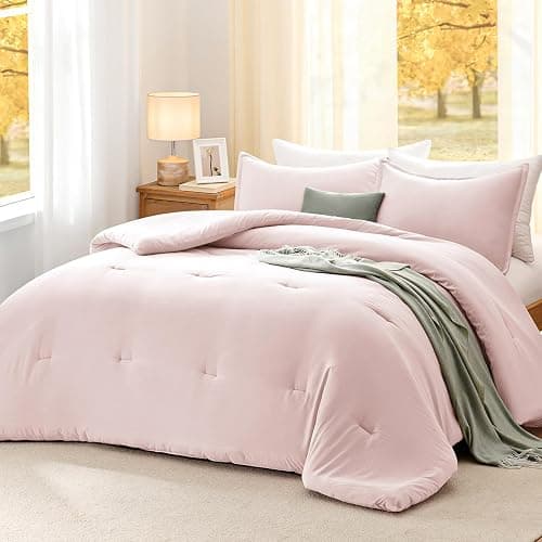 Quataly King Comforter Set Blushpink,3PCS Soft Lightweight Breathable Bedding Comforter Sets for All Season, King Size(104''×90'' Comforter & 2 Pillowcases) thumbnail 7