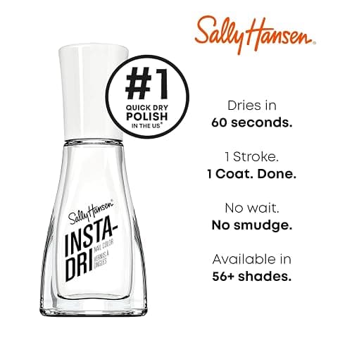 Sally Hansen Insta-Dri, White On Time, Quick Dry, Long Lasting, Semi Opaque, Shiny White Nail Polish thumbnail 4