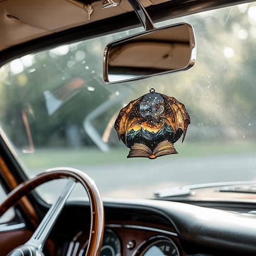 Dragon Wings Book Bookworm Acrylic Suncatcher Stained Glass Effect Window Car Hanging Christmas Ornament Indoor Outdoor Decor Garden Bookish Sun Catcher Book Lover for Mom Grandma Women thumbnail 6