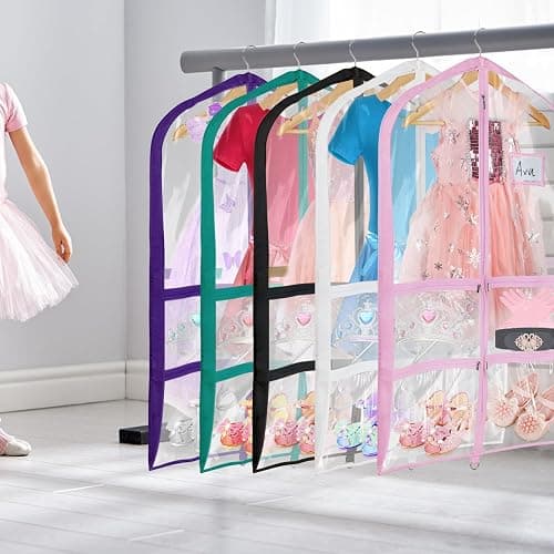 Univivi Clear Black PVC Dance Costume Bags Garment Bag 40 Inch for Dance Competitions, with 4 Medium Clear Zipper Pockets and 1 Large Back Zippered Pocket(Clear Black) thumbnail 7
