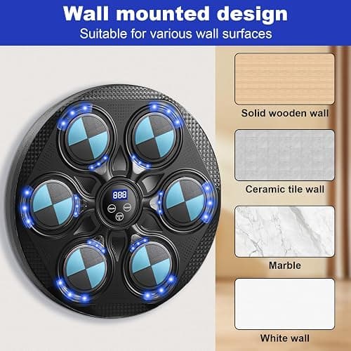 Music Boxing Machine,Bluetooth Music Boxing Machine with Boxing Gloves,15 Speed ​​Modes Musical Boxing Machine,Smart Wall Mounted Boxing Machine Target Training for Adults and Kids Home Exercise thumbnail 5