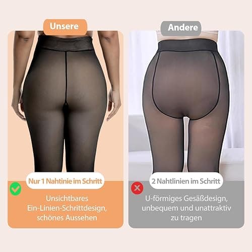 DIKER Collant Polaire Femme Collant Thermique Femme Collants d'hiver Doublés, Taille Haute, Haute Élasticité, Option longue thumbnail 5