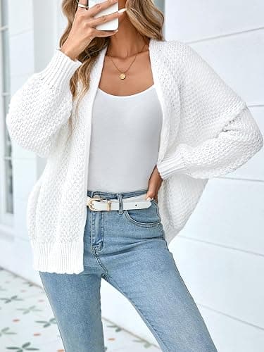 Libsorge Womens Oversized Long Cardigan Sweater Fall 2025 Trendy Ladies Cute Slouchy Chunky Waffle Knit Open Front Cardigans thumbnail 3