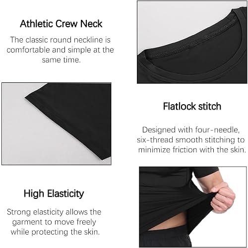 HovSiyla Men's Compression Shirts Cool Dry Short Sleeve Baselayer Athletic Workout T Shirts thumbnail 7