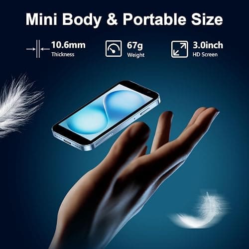 BLKE Max Mini Phone Unlocked World's Smallest 3.0" HD Touch Screen Mini Smartphone Android Compact Mobile Phone for Kids &Students Cell Phone wih Quad-Core Dual SIM Face lD2GB+16GB Pink thumbnail 2