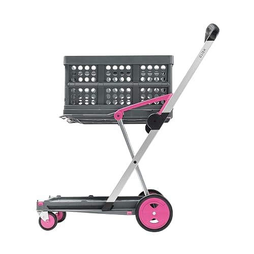 CLAX® The Original | Made in Germany | Multi use Functional Collapsible Carts | Mobile Folding Trolley | Shopping Cart with Storage Crate (Pink) - Image 1