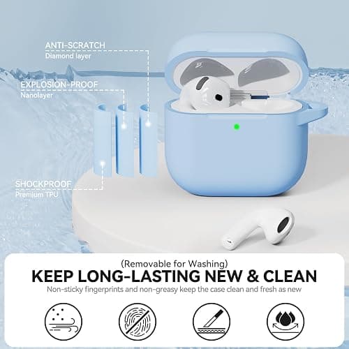 for AirPods 4 Case, TNSNK Silicone AirPod 4 Case Cover Compatible with Apple Airpods 4th Gen, Shockproof Protective Cases for Women Girly with Cleaner Kit and Keychain, Front LED Visible thumbnail 3