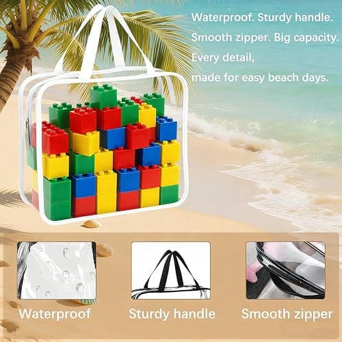 8 Packs Clear Toy Storage Bags, White | Zippered with Labels, Waterproof, For Board Games, Blocks & Books, Reusable Black Organizers, Small Toy Storage thumbnail 2