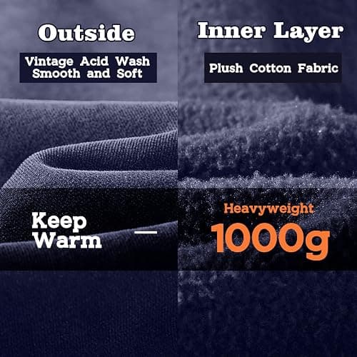 FAIABLE Mens Womens Double Zip Up Hoodie Oversized Acid Wash Hoodie Heavyweight Fleece Cotton Zipper Sweatshirt Vintage thumbnail 5