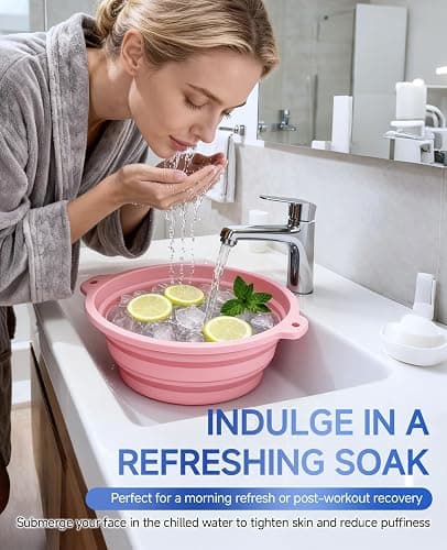 Dtuoen Foldable Silicone Face Ice Bath Bowl, Built-in Ice Tray for Cold Therapy Facial Basin, Skin Tightening & Puffiness Reduction, Ideal for Home, Spa & Travel Use thumbnail 3