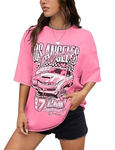 MISSACTIVER Women’s Oversized Graphic Print T-Shirt Cartoon Drop Shoulder Short Sleeve Casual Graphics Tee Shirt - Image 1