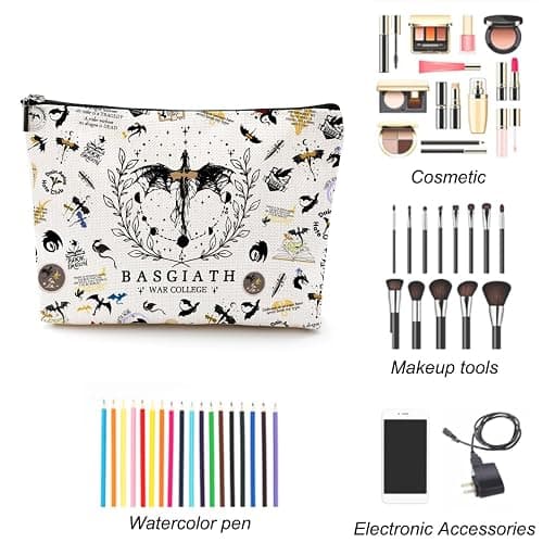 LONGXIN Fourth Wing Merch Makeup Bag Cosmetic Bag Gifts for Rider Fans Fourth Wing Book Lovers Bookworm Librarian Bookish Merchandise thumbnail 4