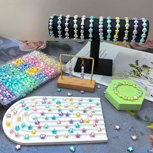 1000Pcs Acrylic Star Beads Hart Beads for Bracelet Jewelry Making, Pearlescent Acrylic ABS Pastel Colorful Cute Assorted Aesthetic Kawaii Bead for DIY Necklace Keychain Earing Phone Charms thumbnail 6