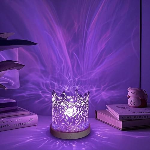 Ocean Wave Projector Lamp,16 Color Northern Lights Projector with Remote & Touch Control, Rechargeable Night Light Mood Lighting for Girls Bedroom Gifts (Crown Light) thumbnail 4