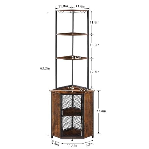 VECELO Corner Cabinet, Tall Storage Shelf, Bookshelf Display Shelves Rack for Living Room, Kitchen, Balcony, Small Space thumbnail 2