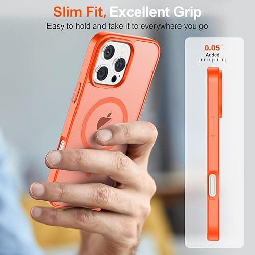SUPFINE Magnetic for iPhone 16 Pro Case (Compatible with MagSafe) (10 FT Military Grade Drop Protection) Slim Translucent Matte Shockproof with Anti-Fingerprint Phone Case,Orange - Orange - iPhone 16 Pro thumbnail 7