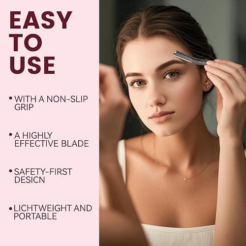 Eyebrow Razor with 12 Blades, Face Razors for Women and Men,Dermaplane Razor for Women Face, Facial Hair Removal for & Eyebrow Hair Removal - Black thumbnail 7