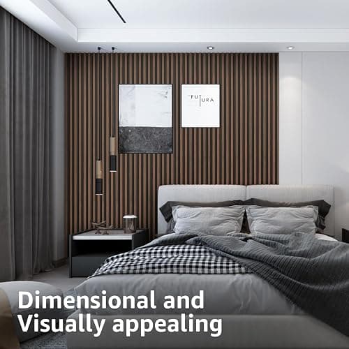 Art3d 8-Pack WPC Wood Slat Wall Panel for Interior Décor, 3D Wood Fluted Acoustic Wall Paneling for Living Room Bedroom Home & Office Accent Decor - 96 x 6 Inch Walnut thumbnail 5