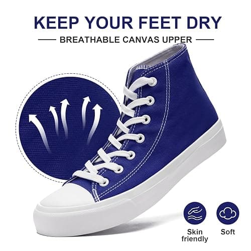 Canvas High Top Sneakers for Women Men Classic Lace Up Canvas Shoes Womens Mens Fashion High Top Sneakers Casual Tennis Walking Shoes thumbnail 4