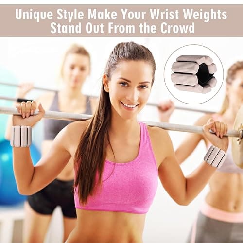 MESUADESI Wrist Weights Set of 2, Wearable Wrist Ankle Weights for Women & Men, Silicone Weighted Bangles Adjustable Arm and Leg Weights for Walking Yoga Pilates Running Dance Gym 2lb thumbnail 2