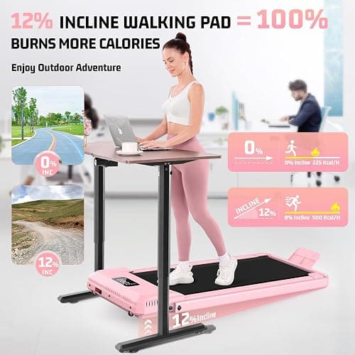 FUNMILY Upgrade Walking Pad Folding Treadmill with 12%/15% & Handle Bar, 3.5HP Foldable Under Desk Compact Treadmills for Home/Office/Gym, 400+lb Capacity, Shock Absorption thumbnail 2