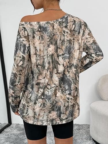 Trendy Queen Womens Off The Shoulder Tops Oversized Tshirts Long Sleeve 2026 Casual Basic Tees thumbnail 4