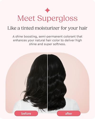 Glaze Supergloss Color Conditioning Gloss With Dispensing Pump – Hydrating Semi-Permanent Color Hair Gloss & Shine Boost – For Dark Brown Hair to Black Hair – 6.4 Fl Oz - Luminous Licorice thumbnail 2