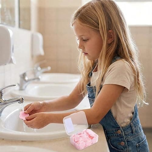 4 Different Scented Mini Fresh Portable Disposable Petal Hand Wash Sheets, Dissolvable Hand Bath Soap, Suitable for Children and Adults, Outdoor, Travel, Camping, 4 Boxes (Approx 400 Sheets) thumbnail 6