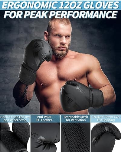 ASBRAVO Punching Bag for Adults, 4ft PU Heavy Boxing Bag Set 12OZ Gloves for MMA Muay Thai Kickboxing Training Home Gym, Martial Art (Unfilled) thumbnail 5