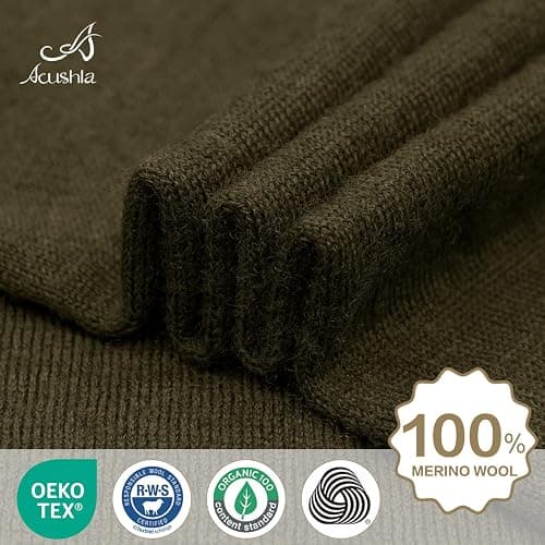 ACUSHLA 100% Merino Wool Neck Gaiter for Men & Women Ski Face Mask Winter Scarf Neck Warmer All Weather, Midweight Maple Leaf thumbnail 3