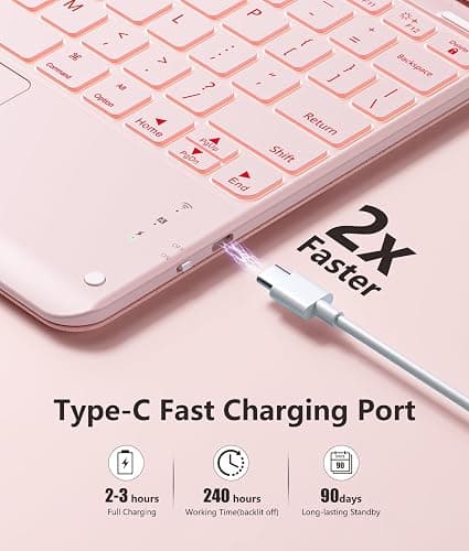 Harvopu for iPad Air 13 inch & Pro 12.9 Case with Keyboard - Multi-Touch Trackpad, 7 Colors Backlit, Detachable Folio Keyboard Cover for iPad Pro 12.9 (6th, 5th, 4th, 3rd gen), Air 13 M3/ M2 (Pink) thumbnail 3