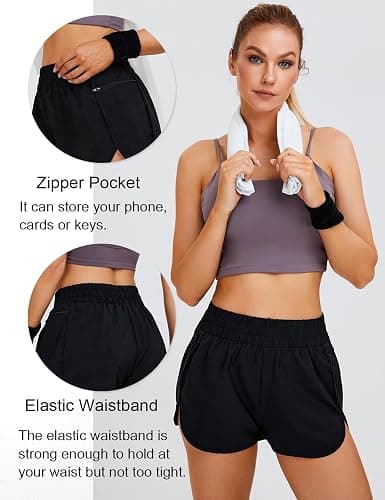 Blooming Jelly Women's Quick-Dry Running Shorts Workout Sport Layer Active Shorts with Pockets 1.75" thumbnail 3