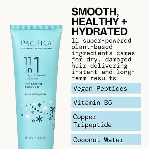 Pacifica Leave In Conditioner - 11 in 1 Magical Hair Treatment - Strengthen & Repair Damaged Hair - Deep Conditioning for Dry Hair Adds Shine & Anti-Frizz for Straight, Wavy & Curly Hair Care, Vegan thumbnail 4