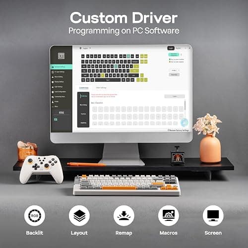 EPOMAKER RT85 Wireless Mechanical Keyboard with Joystick & DIY Screen, 8000mAh, BT/USB/2.4Ghz, Hot-Swap, PBT Keycap, Creamy Gasket, 75% Gaming Keyboard, US QWERTY (White, Creamy Jade Switch) thumbnail 8