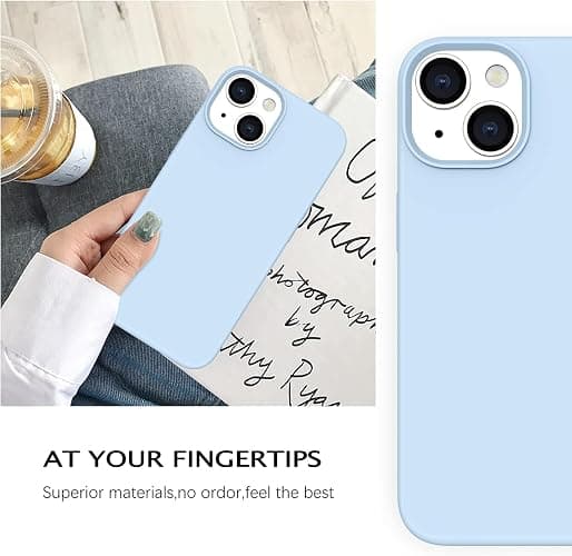 Telaso Compatible with iPhone 14 Case, Liquid Silicone Soft Gel Rubber iPhone 14 Phone Case Slim Thin Phone Case with Microfiber Lining Protective Phone Cases Cover for Men Women, Baby Blue thumbnail 8