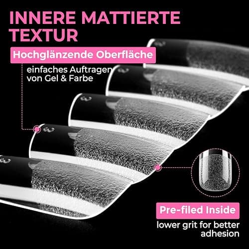 UNA GELLA Kurze Quadrat Tips für Gelnägel, 216 Stück 12 Größen Press On Nail Tips Soft Gel Nagel Vorgeformte Klare Square Nagelspitzen für Acrylic Nägel thumbnail 4
