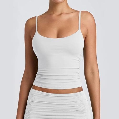 NAZOFCIH 3 Pack Women’s Spaghetti Strap Crop Tank Tops – Fitted Sleeveless Cami with Scoop Neck for Layering, Workout, Casual thumbnail 4