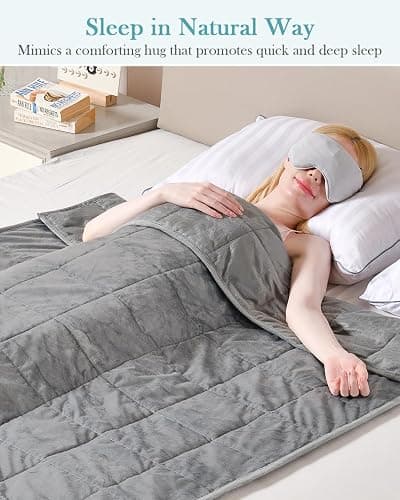 Topblan Weighted Blanket Twin Size 15lbs, Adult Weighted Blankets with Soft Warm Fabric for Sleeping and Calming, Adult Heavy Blanket for Sofa Bed, Grey, 48 x 72 inches thumbnail 4