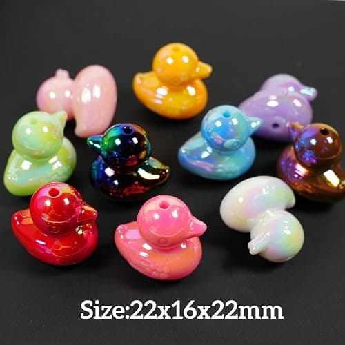 40Pcs Mixed Colors Acrylic Duck Beads for Pens, UV Plating Focal Beads Loose Beads Bulk Set for Keychain Pens Lanyards Bracelet Necklace Jewelry thumbnail 4