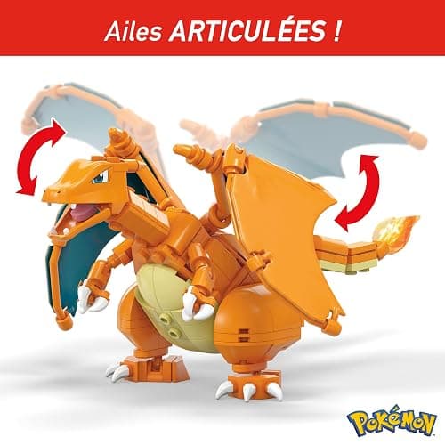 ZZZ MEGA Pokémon Figurine Action Dracaufeu 20cm, Jeu De Briques De Construction Pour Enfants Et Adultes, Modèle Pokémon À Collectionner, 222 Pièces, Jouet pour Enfant de 8 ans et Plus, GWY77 thumbnail 4