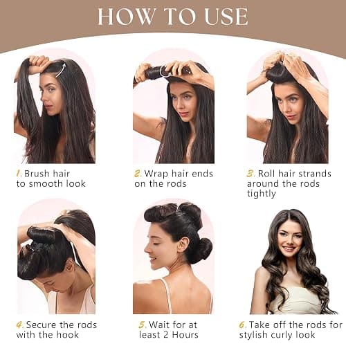 Heatless Curlers, Heatless Curls Overnight Set for Women, Soft Hair Curlers to Sleep In, Jumbo No Heat Hair Curlers Set with Headscarf and Hook for Long Hair (DarkBrown, 4 Packs) thumbnail 5