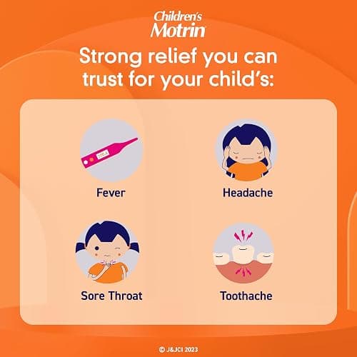 Motrin Children's Dye-Free Chewable Tablets with Ibuprofen, Kids' Fever Reducer & Pain Reliever for Sore Throat, Fever, Toothache & Pain Relief, Grape Flavor, 24 Ct thumbnail 2