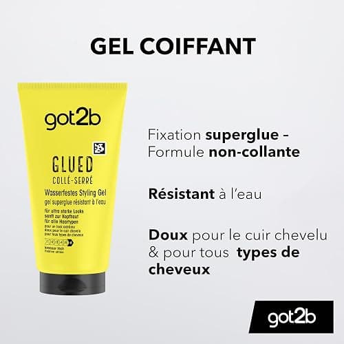 Got2b, Colle Serre, Gel Coiffant Superglue Glued, Gel Waterproof Tenue Longue Duree, Resistant a L'Eau, Fixation Ultime, Formule Vegane, 72% d'ingredients d'origine naturelle, 150ml thumbnail 4