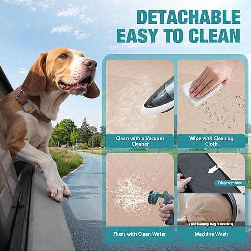 Bark Lover Waterproof Dog Car Seat Cover for Back Seat – Heavy Duty Back Seat Extender for Dogs with Hard Bottom, 7-Layer Protection, Non-Slip & Scratchproof, Easy to Install (Beige) - Beige thumbnail 6