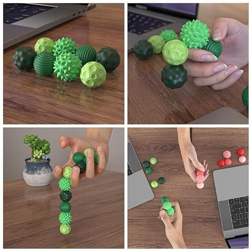 Magnetic Sensory Fidget Balls (8PCS), Weighted Magnet Balls Fidget Toys for Teens Adult ADHD Autism Anxiety, Quiet Stress Relief Office Desk Gadgets, Hand Therapy Sensory Toy Items Gift (Green) thumbnail 6
