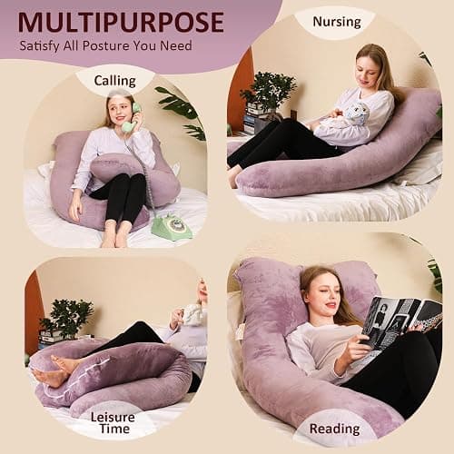 Chilling Home Coussin de Grossesse,Coussin Allaitement en Forme de U en Velours Amovibl, Coussins de Maternité et Corps pour Dormir,Violet thumbnail 4