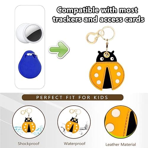 Leather Keychain Holder Case Compatible with AirTag,Cute air tag Cover with Keychain Ring,GPS Tracker Case for Keys thumbnail 3